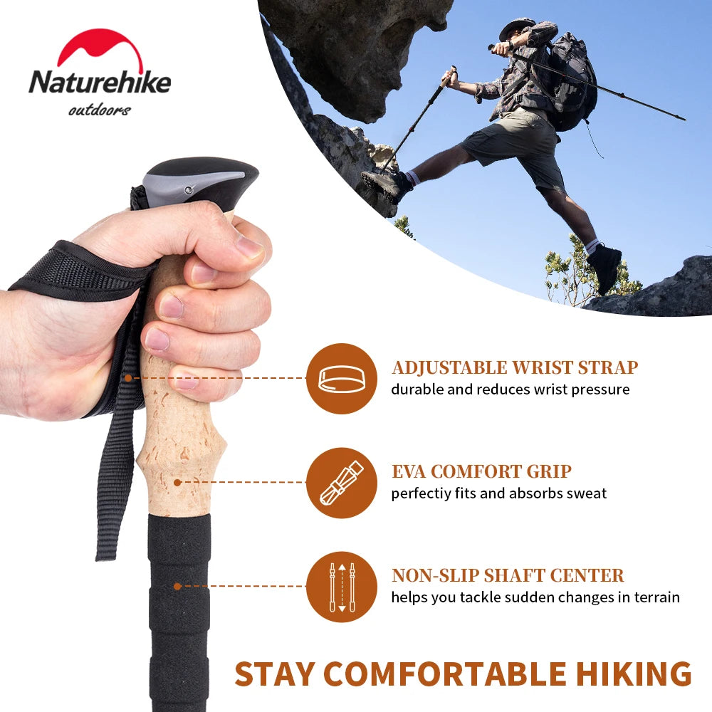 Naturehike Trekkingstöcke 2 Stück Carbonfaser Faltbar